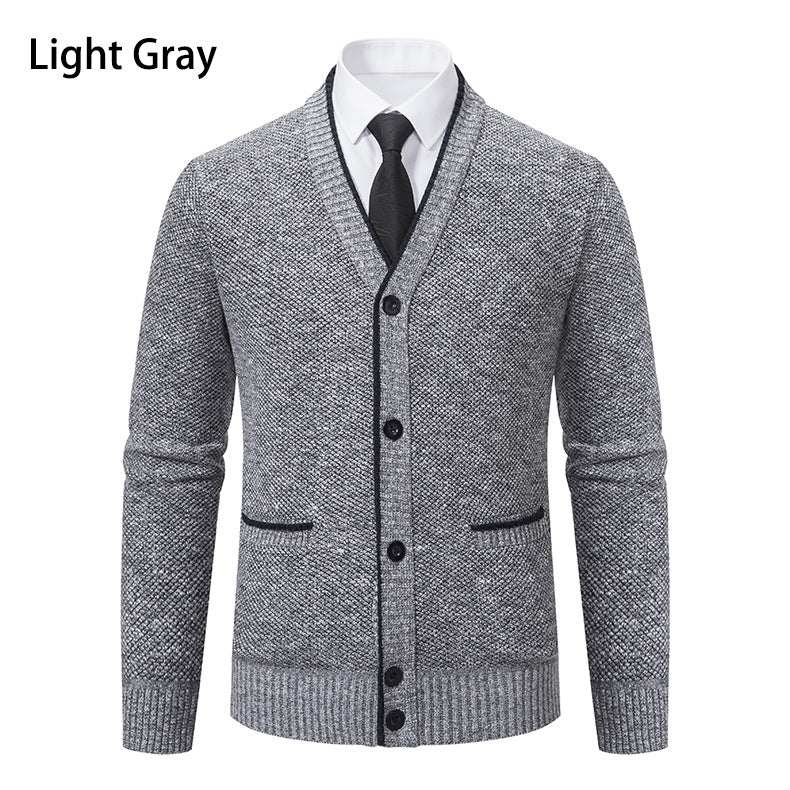 Herren Strickjacke mit V-Ausschnitt und eleganten Details R&B