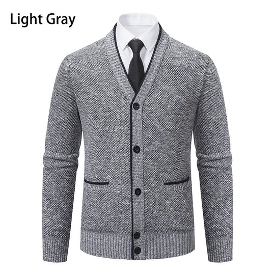 Herren Strickjacke mit V-Ausschnitt und eleganten Details R&B