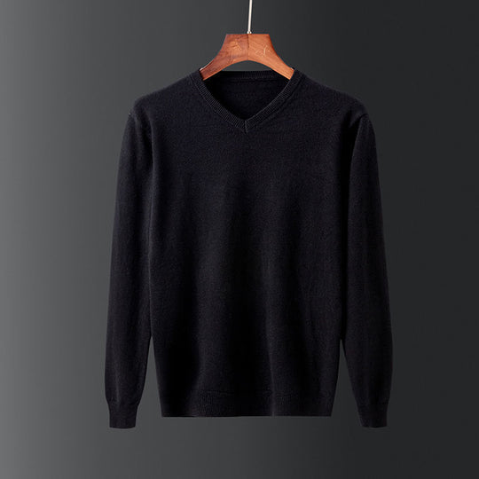Herren eleganter V-Ausschnitt Pullover aus feiner Wolle R&B