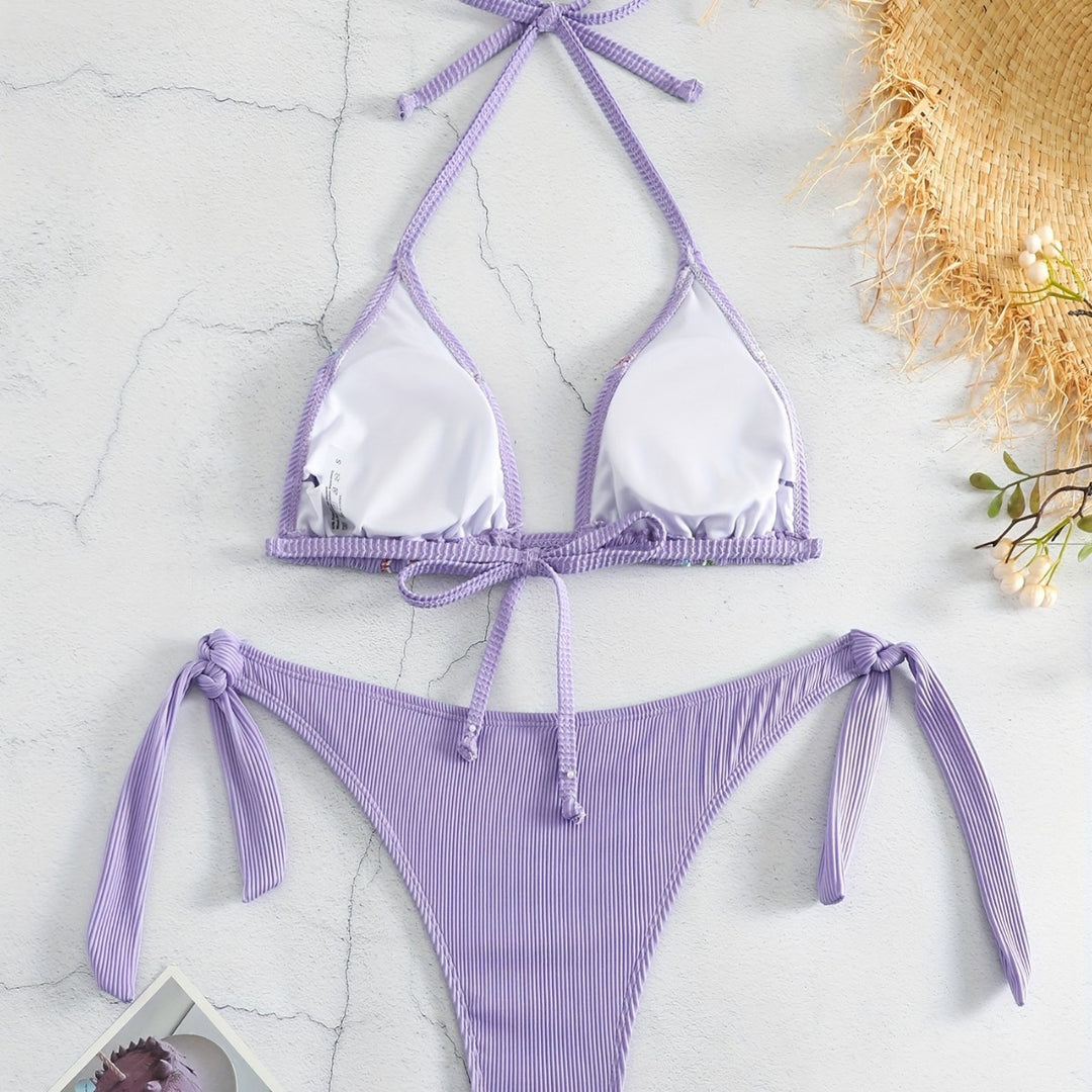 Damen Triangel-Bikini mit verspielten Bändern R&B