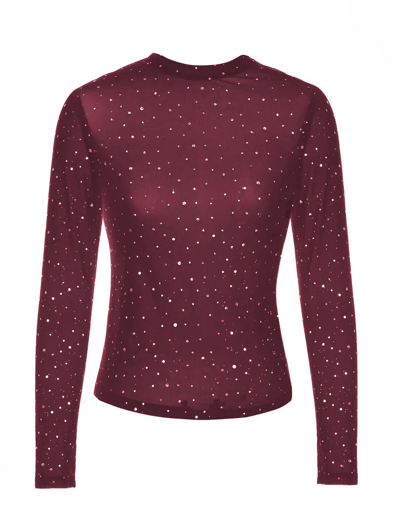 Damen Glitzerndes Langarmshirt mit schimmernden Pailletten R&B