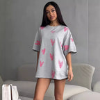 Damen lässiges T-Shirt mit Herzmotiv R&B