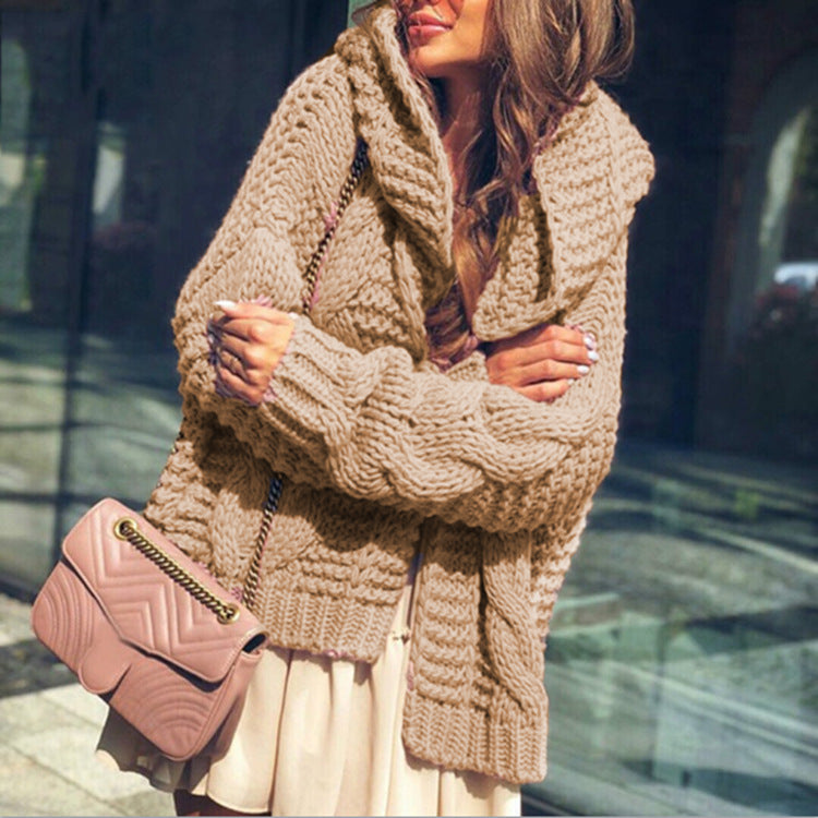 Damen Grobstrickjacke mit luxuriösem Karomuster und oversized Schnitt R&B
