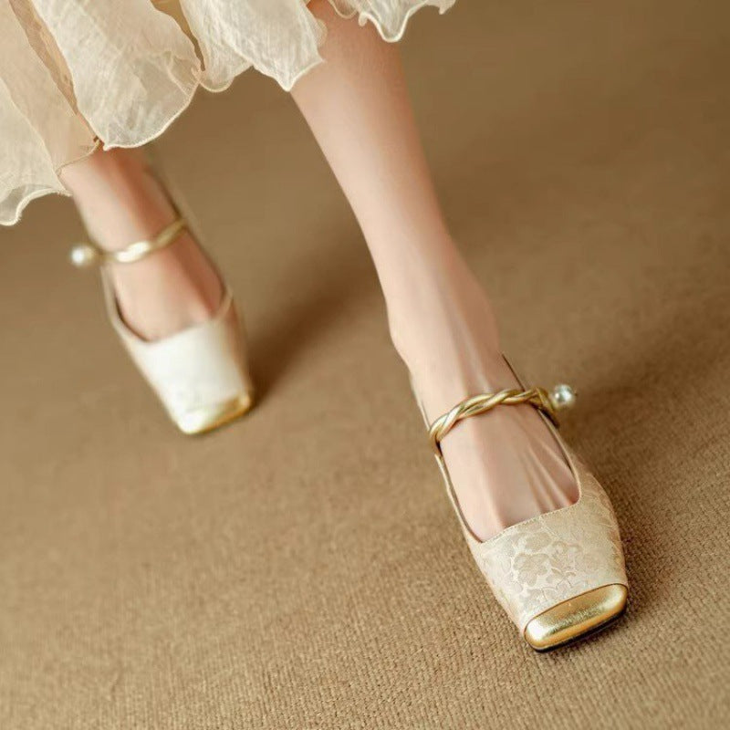 Damen Elegante Ballerinas mit glamourösem Schmuckdetail R&B