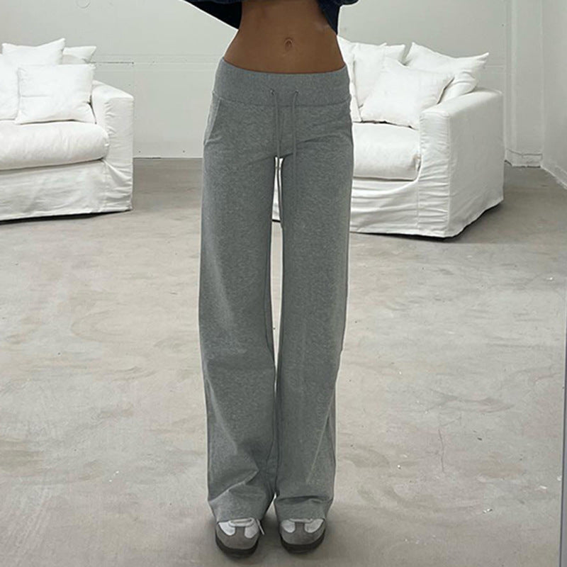 Damen lässige Relax-Hosen mit elastischem Bund und Bindegürtel R&B