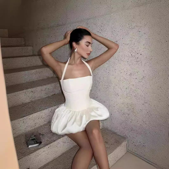 Damen luftiges Sommerkleid mit schulterfreiem Design R&B