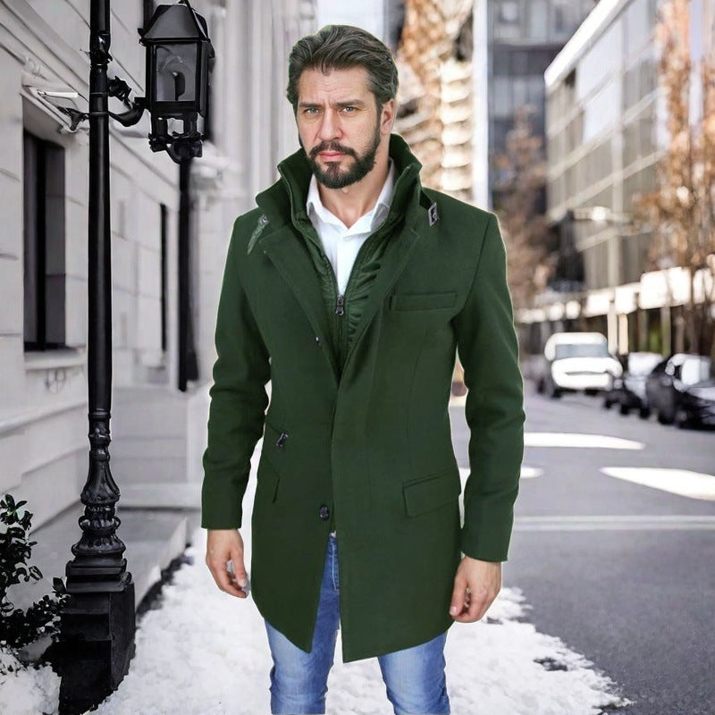 Herren stylischer und funktioneller Übergangs-Mantel mit abnehmbarer Innenjacke R&B