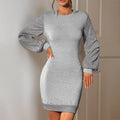 Damen Mini-Kleid mit voluminösen Ärmeln und strukturierter Oberfläche