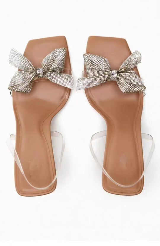 Damen elegante Riemchen-Sandaletten mit funkelndem Schleifen-Detail R&B