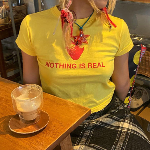 Damen Kreatives Grafik T-Shirt mit Erdbeer-Motiv R&B