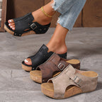 Damen Wedge-Pantoletten mit dekorativem Riemendesign und ergonomischem Fußbett R&B
