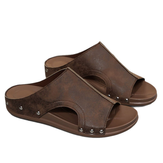 Damen Komfortable Woven-Sandalen mit modischem Perlen- und Stein-Detail R&B