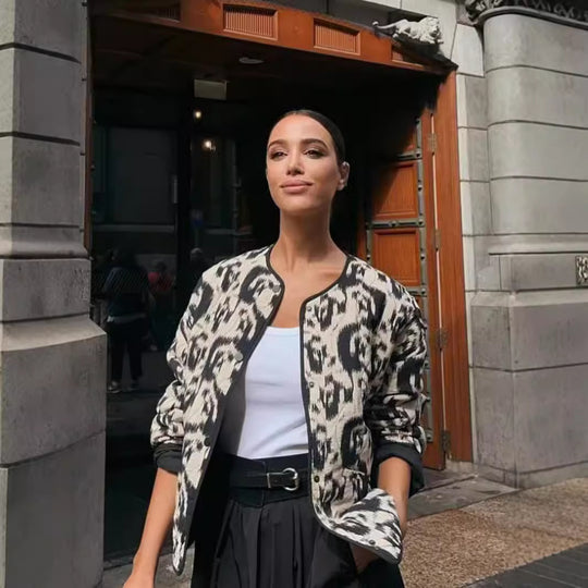 Damen urbaner gefütterter Blouson mit einzigartigem Muster R&B