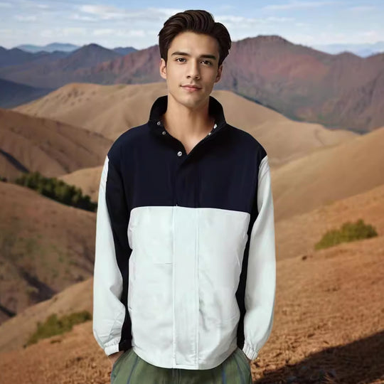 Herren sportliche Freizeitjacke mit modernem Stehkragen und praktischen Taschen R&B