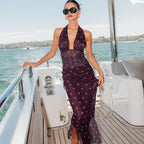 Damen Elegantes Maxikleid im Polka-Dots Design mit tiefem V-Ausschnitt und taillierter Silhouette R&B