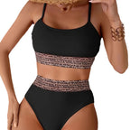 Damen Bikini-Set mit stylischem hohen Bund und modischem Animal-Design R&B