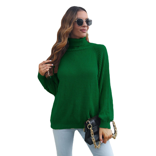 Damen Grobstrickpullover mit hohem Kragen und feiner Struktur R&B