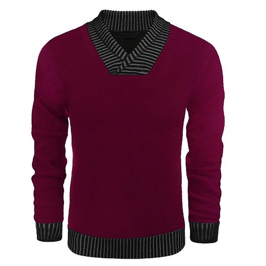 Herren eleganter Strickpullover mit modernem Schalkragen und strukturiertem Oberteil R&B