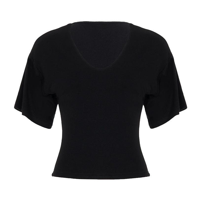 Damen elegantes V-Ausschnitt Oberteil mit lockeren Ärmeln R&B