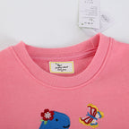 Mädchen Sweatshirt mit buntem Dinosaurier- und Blumenapplikationen R&B