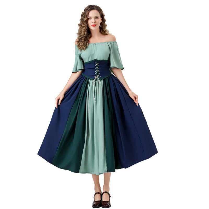 Damen Elegantes Maxikleid mit taillierter Schnürung und luftigen Ärmeln R&B