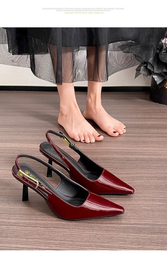 Damen Slingback-Pumps mit eleganter Schlangenlederstruktur R&B