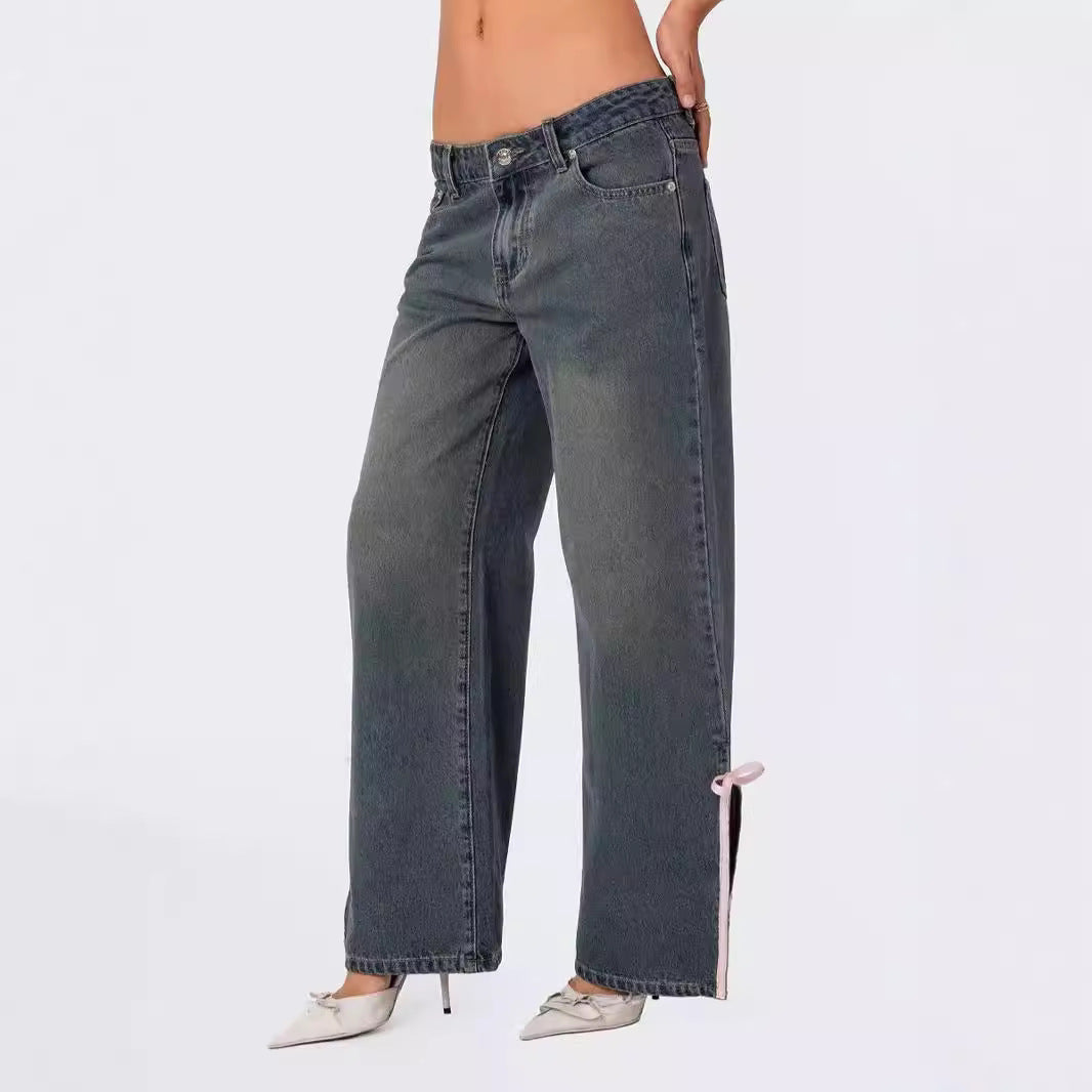 Damen Weite Jeans im lässigen Schnitt mit verstellbaren Beinen R&B