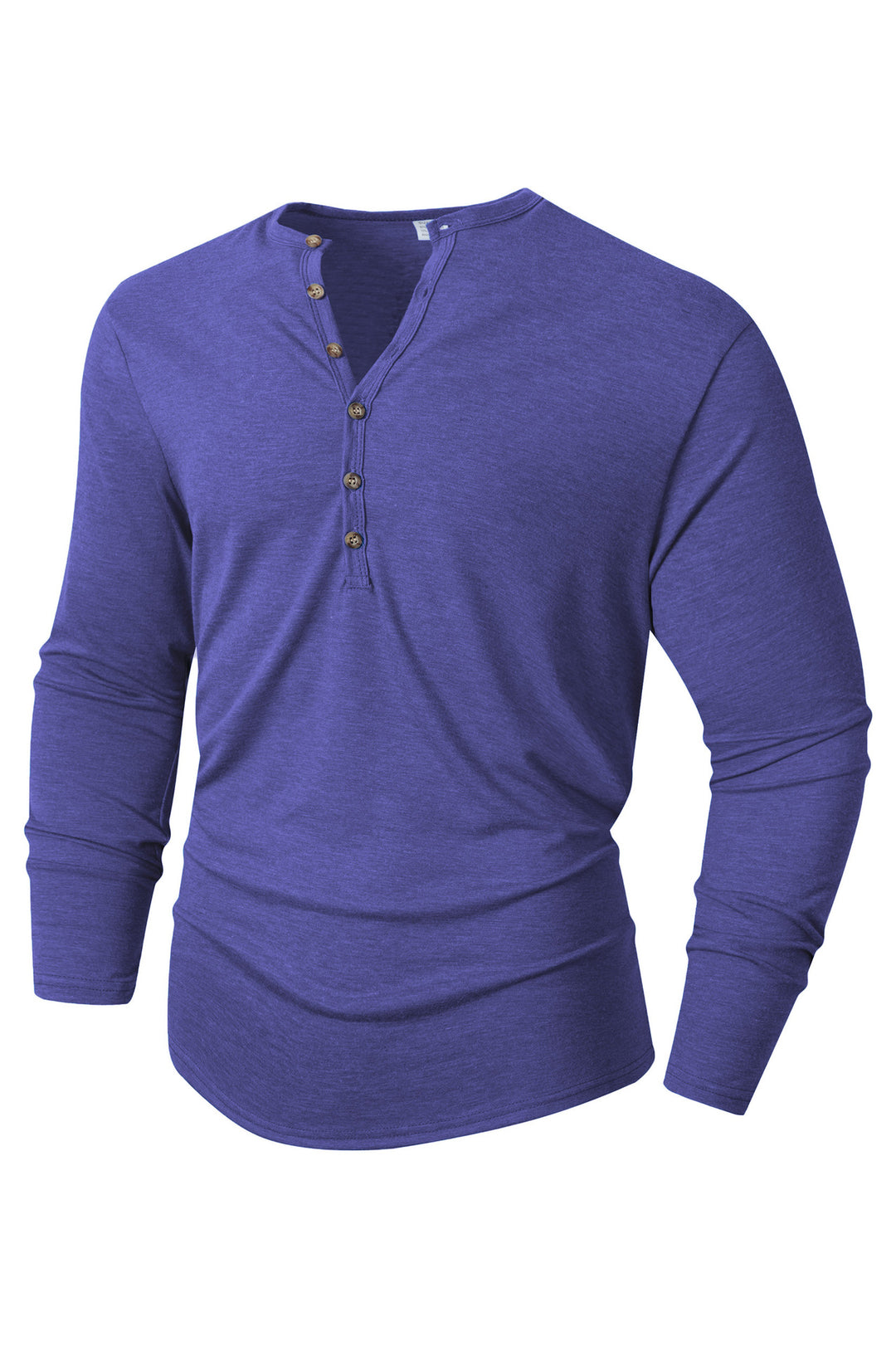 Herren Langarm Henley-Shirt mit Knopfleiste und weichem Baumwollmix R&B