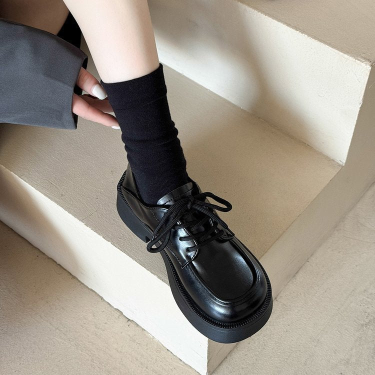Damen modische Glattleder-Schnürschuhe mit Plateausohle R&B