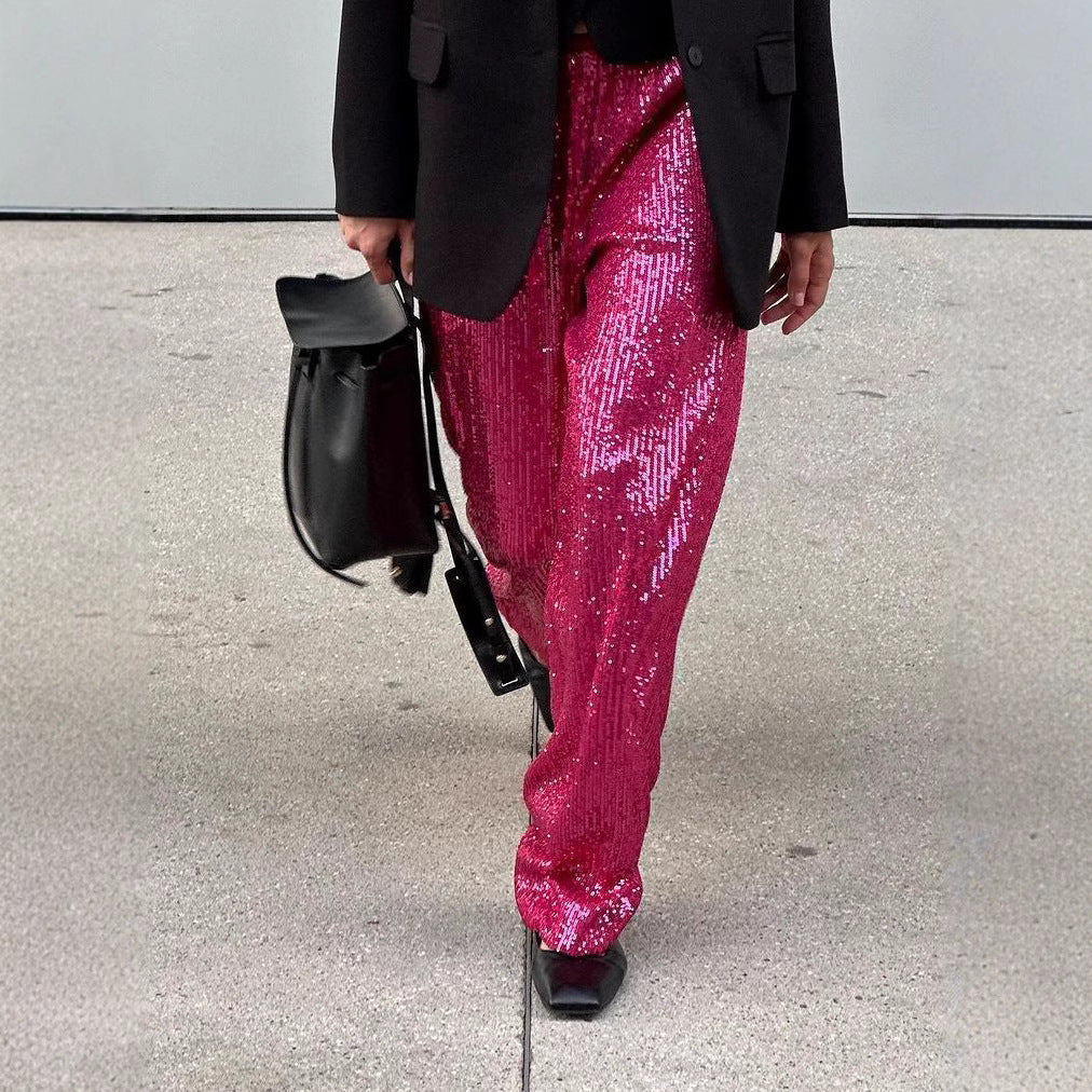Damen Glitzernde Palazzo-Hose R&B