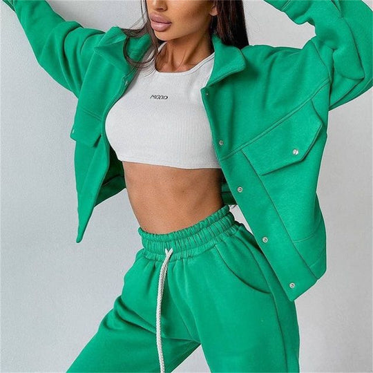 Damen sportliches Freizeit-Set mit trendiger Jacke und bequemen Jogginghosen R&B