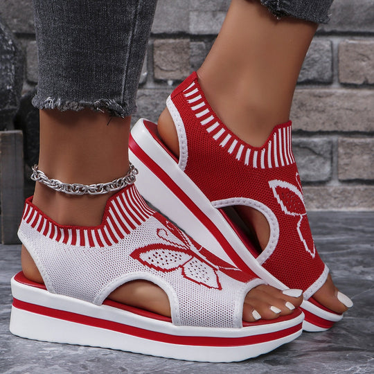 Damen Sportliche Plateau-Sandalen mit modischem Schmetterlingsdesign R&B