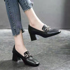 Damen moderne Sling-Pumps mit schickem Quadratverschluss und komfortablem Blockabsatz R&B