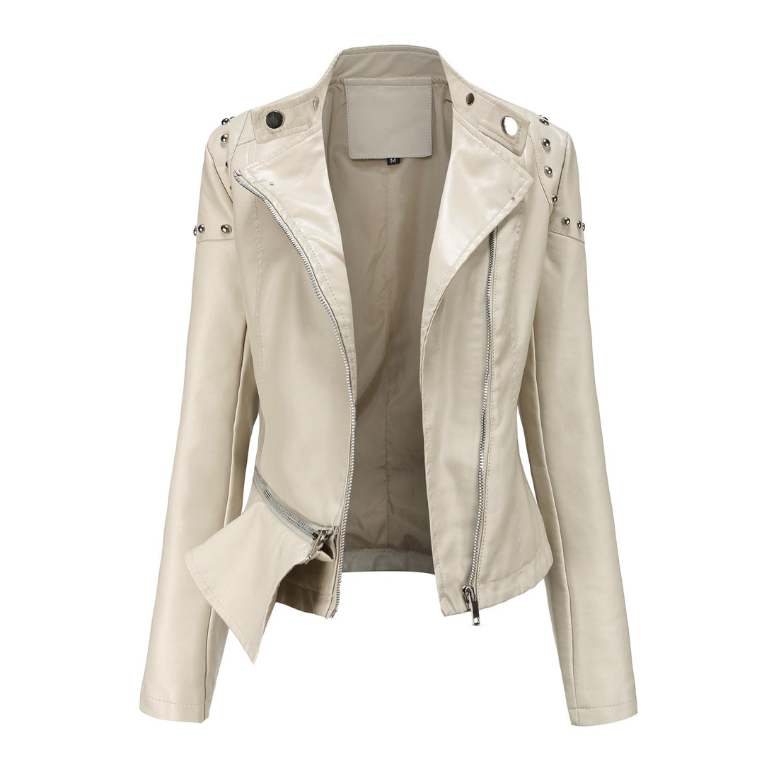 Damen trendige Bikerjacke mit modischen Details R&B