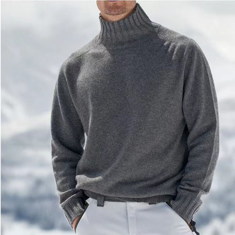 Herren Rollkragenpullover aus hochwertiger Wolle mit strukturierten Details R&B