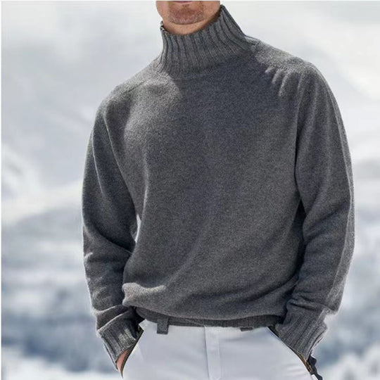 Herren Rollkragenpullover aus hochwertiger Wolle mit strukturierten Details R&B