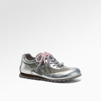 Damen Sportliche Sneakers mit atmungsaktivem Mesh und metallic Glanz R&B