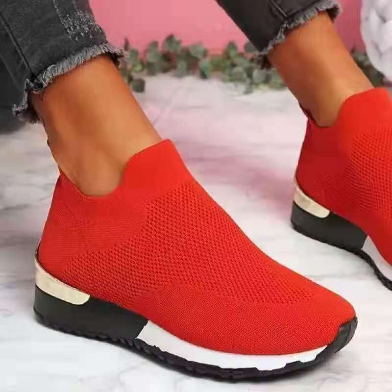 Damen Atmungsaktive Slip-On Sneaker mit trendiger Textiloberfläche und elastischem Kragen R&B