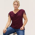 Damen elegantes Oberteil mit lässigem Drapierung und seitlichen BindR&Bändern R&B