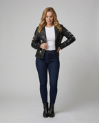 Übergangsjacke Damen elegant als Mantel mit floraler Stickerei