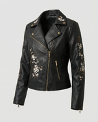 Übergangsjacke Damen elegant als Mantel mit floraler Stickerei