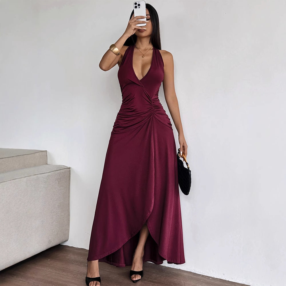 Damen Elegantes Halterkleid mit tiefem V-Ausschnitt und raffinierten Drapierungen R&B