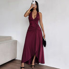 Damen Elegantes Halterkleid mit tiefem V-Ausschnitt und raffinierten Drapierungen EB