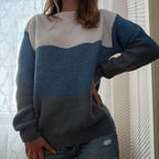 Damen Gemütlicher Strickpullover mit Farbblockdesign