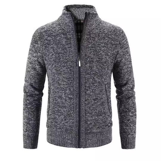 Herren Strickjacke mit strukturiertem Muster und hohem Stehkragen R&B