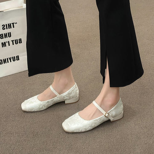 Damen Ballerinas mit zierlichem Riemen und floralem Design R&B