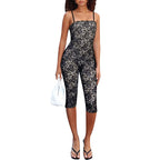 Damen Spitzen-Jumpsuit mit figurformendem Schnitt und verstellbaren Trägern