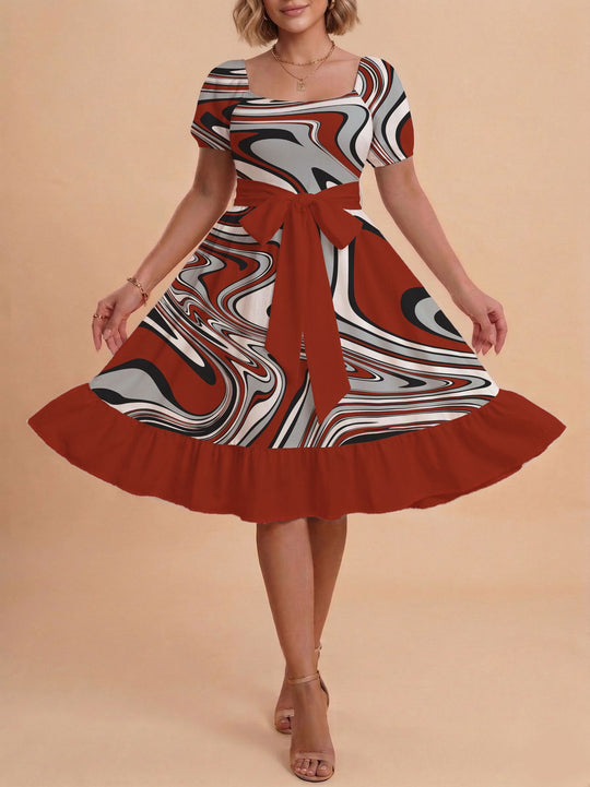 Damen Verspieltes Maxikleid mit Bärenmuster und taillierbarem Band R&B