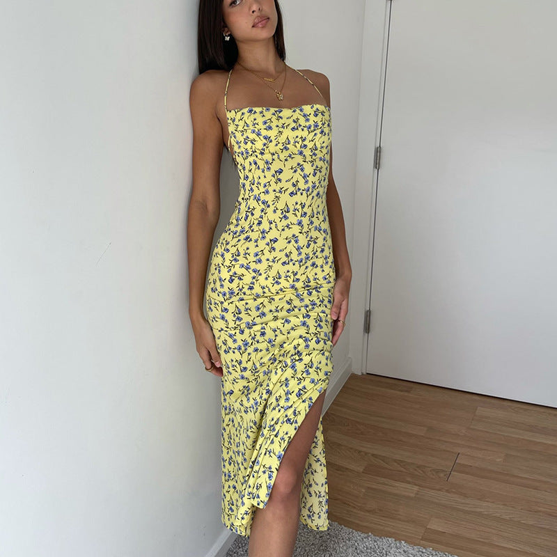 Damen Etuikleid mit floralem Design und eleganten Spaghettiträgern R&B