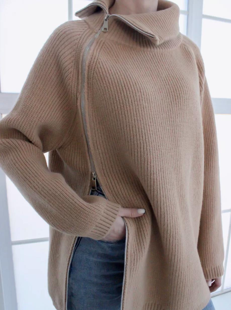 R&B | Wärmer Bequemer Damenpullover mit Reißverschluss